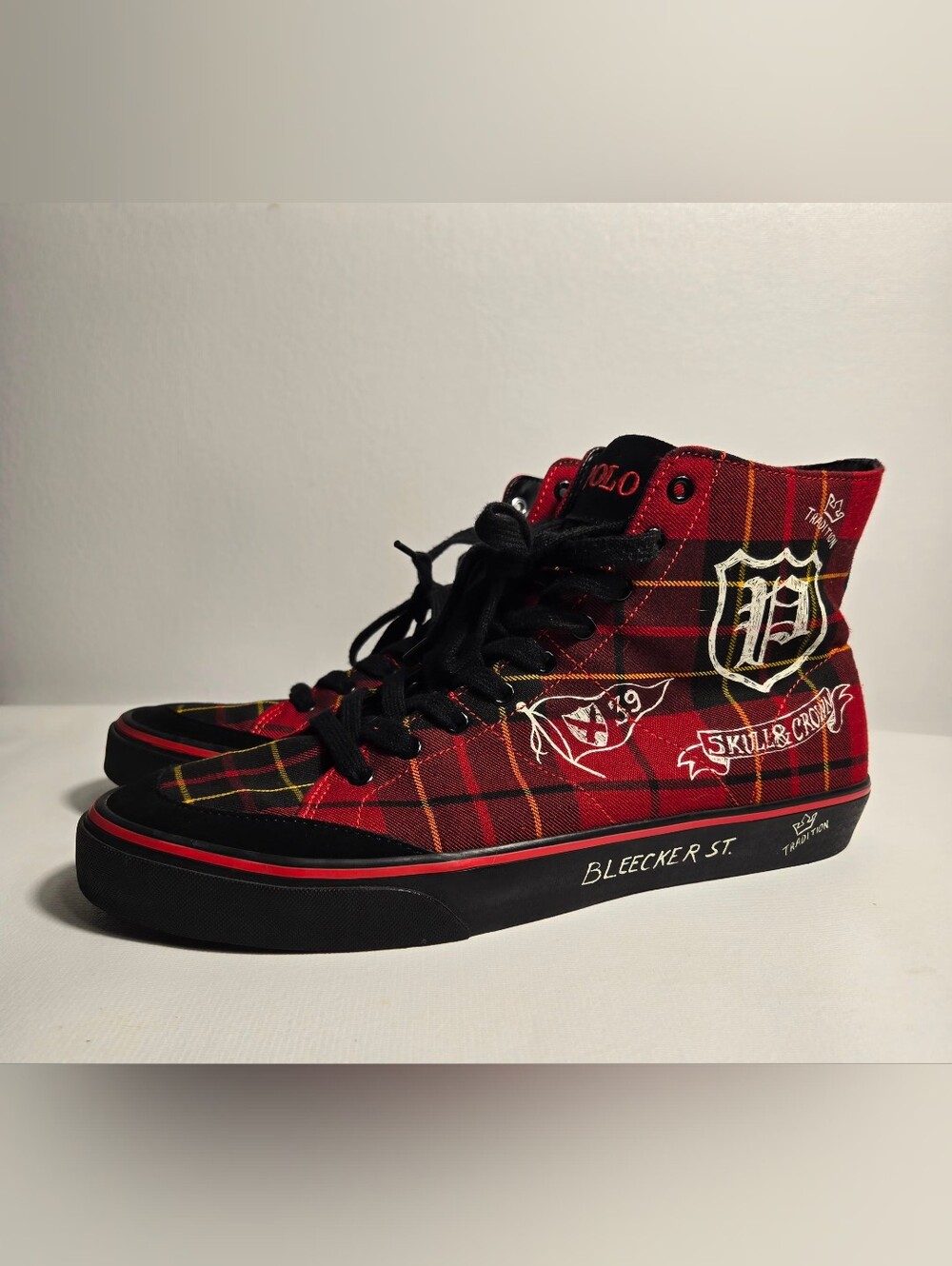 Rare Polo Ralph Lauren Red Plaid Solomon Shoes 14D